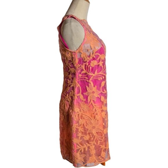 Yoana Baraschi Anthropologie Sheer Pink and Orange Mini Dress - Picture 3 of 6